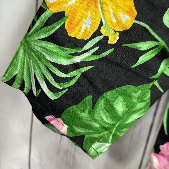 Lauren Ralph Lauren Tropical Floral Linen Mandarin Jacket Hibiscus Resort Boho - Picture 9 of 14